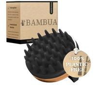 BAMBUA® Scalp Massager Hair Growth - (Anti-Dandruff Effect) Natural Head Massager Scalp Brush for Relaxation, Hair Care & Scalp Health - Shampoo Brush for Shower Use - Premium Scalp Scrubber (Black)