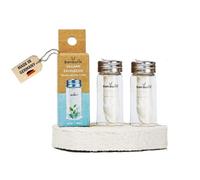 Bambuna Dental Floss in Glass (Twin Pack) with Mint Flavour, 30 m, Dental Floss, Zero Waste, Vegan Made of Corn Starch, Plastic-Free, with Separating Lid