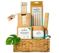 Bambuna Gift Set - Sustainable Set of 15 Washable Cotton Pads, 18 Washable Cotton Pads with Bamboo Box, 1 x Vegan Dental Floss, 1 x Replacement Bamboo Toothbrush & 1 x Toothbrush Case