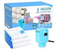 BAMCOO Vacuum Seal Bags for Clothing with Electric Pump, 6 Pack (2 Jumbo 2 Large 2 Medium Vacuum Storage Bags) Space Bags Vaccine Vacuum Sealed Storage Bags for Travel Luggage Blankets Bedding