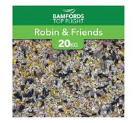 Bamfords Robin & Friends Spring & Summer Wild Bird Food Seed Mix 20kg | High-Energy Blend with Husk-Free Sunflower Hearts, Suet Pellets & Calciworms for Robins, Blackbirds & Garden Birds