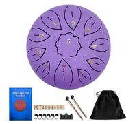 BAMFY 6 Inch 11 Note Steel Tongue Drum, Percussion Instrument Handpan Drum With Music Book, Drumsticks, Finger Paddles, Stickers and Carry Bag for Adults Kids(Purple)