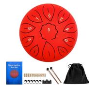 BAMFY 6 Inch 11 Note Steel Tongue Drum, Percussion Instrument Handpan Drum With Music Book, Drumsticks, Finger Paddles, Stickers and Carry Bag for Adults Kids(Red)