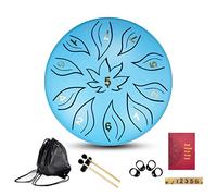 BAMFY 6 Inches 11 Notes Steel Tongue Drum Percussion Instrument Hand Pan Drum With Soft Bag Drumstick, Music Book Chakra Drum for Meditation, Zen, Yoga, Sound Healing(Blue)