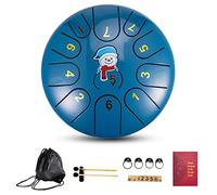 BAMFY 6 Inchs 11 Notes Steel Tongue Drum Musical Instruments Handpan Drum With Soft Bag, Music Book, Drum Mallets and Sticks for Beginner Adult Kids(Blue)