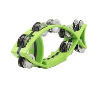 BAMFY Fish Shape Double Row Tambourine with Handle Grip Hand Held Drum Metal Jingles Percussion for Kids, Adults, Kindergarten, Party(Green)