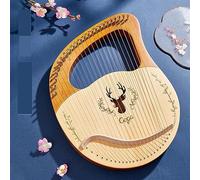 BAMFY Lyre Harp 15,16,19,21,24 Strings Mahogany Wood Manual Portable Instrument Traditional Lap Harp with Tuning Wrench, Replace String Set, Picks and Bag for Music Lovers(24-string-A-Spruce)