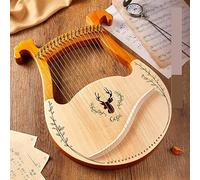 BAMFY Lyre Harp 15,16,19,21,24 Strings Mahogany Wood Manual Portable Instrument Traditional Lap Harp with Tuning Wrench, Replace String Set, Picks and Bag for Music Lovers(19-string-A-Log)