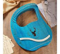 BAMFY Lyre Harp 15,16,19,21,24 Strings Mahogany Wood Manual Portable Instrument Traditional Lap Harp with Tuning Wrench, Replace String Set, Picks and Bag for Music Lovers(21-string-A-Through-Blue)