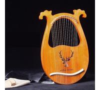 BAMFY Lyre Harp 19 String Portable Beginner Lap Harp Mahogany Body Retro Totem Professional Musical Instrument with Tunning Wrench, Picks, and Replace String Set(16-String Antler Model Logs)