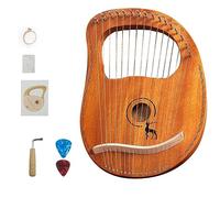 BAMFY Lyre Harp 7,16 Strings Portable Musical Instrument Mahogany Body Lap Harp with Tuning Wrench, Extract Strings, Pick and Gig Bag(16 Tone Deer Log-a)