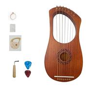 BAMFY Lyre Harp 7,16 Strings Portable Musical Instrument Mahogany Body Lap Harp with Tuning Wrench, Extract Strings, Pick and Gig Bag(7 Tone Floral Log)