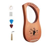 BAMFY Lyre Harp 7 String for Beginners Adults Mahogany Body Lap Harp Portable Mini Lye Harp Professional Musical Instrument with Tuning Wrench and Extract Strings(B)