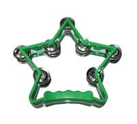 BAMFY Star Shape Tambourine for Adults Children with Handle Grip Hand Held Percussion Metal Jingles Instrument for Church, KTV, Party, Musical Educational(Green)