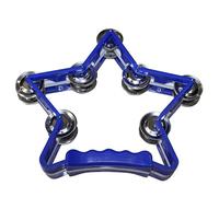 BAMFY Star Shape Tambourine for Adults Children with Handle Grip Hand Held Percussion Metal Jingles Instrument for Church, KTV, Party, Musical Educational(Blue)
