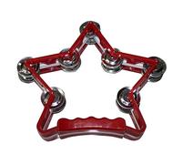 BAMFY Star Shape Tambourine for Adults Children with Handle Grip Hand Held Percussion Metal Jingles Instrument for Church, KTV, Party, Musical Educational(Red)