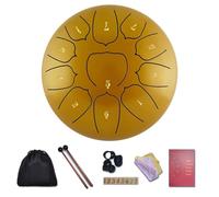 BAMFY Steel Tongue Drum 11 Note 6 Inches Hand Pan Drum for Adults Kids Rain Drum With Bag, Sticks, Music Book, Mallets, Finger Cover and Cleaning Cloth Chakra Drum(Yellow)