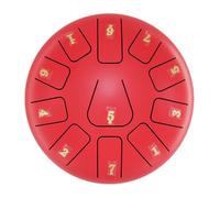 BAMFY Steel Tongue Drum 11 Note 8 Inches Chakra Drum, Handpan Drum Percussion Instrument With Music Book, Stickers, Drum Mallets, Carry Bag for Musical Education(Red)