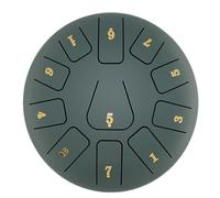 BAMFY Steel Tongue Drum 11 Note 8 Inches Chakra Drum, Handpan Drum Percussion Instrument With Music Book, Stickers, Drum Mallets, Carry Bag for Musical Education(Stone green)