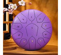 BAMFY Steel Tongue Drum 11 Notes 10 Inches Percussion Instruments Kit for Meditation Concert Party Gifts Hand Pan Drum Musical Education(Purple)