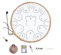BAMFY Steel Tongue Drum 13 Inch 15 Note Hand Pan Drum With Bag Sticks Mallets Music Book, Sound Healing Percussion Instrument for Zen, Entertainment(13 inch 15 note,White)