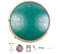 BAMFY Steel Tongue Drum 13 Inch 15 Note Hand Pan Drum With Bag Sticks Mallets Music Book, Sound Healing Percussion Instrument for Zen, Entertainment(13 inch 15 note A,Green)