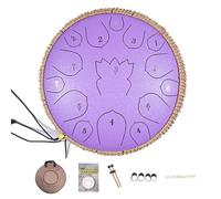 BAMFY Steel Tongue Drum 13 Inch 15 Note Hand Pan Drum With Bag Sticks Mallets Music Book, Sound Healing Percussion Instrument for Zen, Entertainment(13 inch 15 note,Purple)