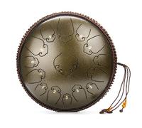 BAMFY Steel Tongue Drum 14 Inch 15 Note Hand Pan Drum Percussion Instrument for Adults With Music Book, Stickers and 2 Mallets for Meditation or Yoga Rain Drum for Outside(Bronze)