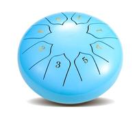 BAMFY Steel Tongue Drum Percussion Instrument Rain Drum With Bag, Music Book, Finger Paddles and Drum Mallets Hand Pan Drum for Mind Healing, Camping, Meditation(Blue,6 inches)