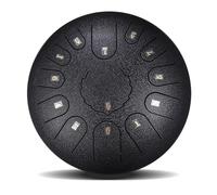 BAMFY Steel Tongue Drum Percussion Instrument Rain Drum With Bag, Music Book, Finger Paddles and Drum Mallets Hand Pan Drum for Mind Healing, Camping, Meditation(Black,12 inches)