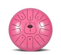 BAMFY Steel Tongue Drum Percussion Instrument Rain Drum With Bag, Music Book, Finger Paddles and Drum Mallets Hand Pan Drum for Mind Healing, Camping, Meditation(Pink,10 inches)