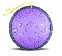 BAMFY Steel Tongue Drum Percussion Instrument Rain Drum With Bag, Music Book, Finger Paddles and Drum Mallets Hand Pan Drum for Mind Healing, Camping, Meditation(Purple,14 inches)