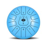 BAMFY Steel Tongue Drum Percussion Instrument Rain Drum With Bag, Music Book, Finger Paddles and Drum Mallets Hand Pan Drum for Mind Healing, Camping, Meditation(Blue,10 inches)