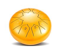 BAMFY Steel Tongue Drum Percussion Instrument Rain Drum With Bag, Music Book, Finger Paddles and Drum Mallets Hand Pan Drum for Mind Healing, Camping, Meditation(Yellow,6 inches)