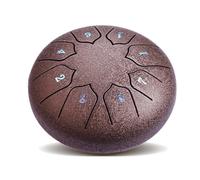 BAMFY Steel Tongue Drum Percussion Instrument Rain Drum With Bag, Music Book, Finger Paddles and Drum Mallets Hand Pan Drum for Mind Healing, Camping, Meditation(Brown,6 inches)