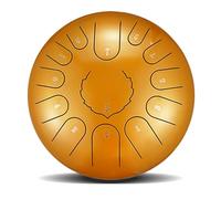 BAMFY Steel Tongue Drum Percussion Instrument Rain Drum With Bag, Music Book, Finger Paddles and Drum Mallets Hand Pan Drum for Mind Healing, Camping, Meditation(Yellow,12 inches)