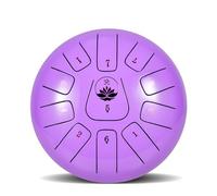 BAMFY Steel Tongue Drum Percussion Instrument Rain Drum With Bag, Music Book, Finger Paddles and Drum Mallets Hand Pan Drum for Mind Healing, Camping, Meditation(Purple,10 inches)