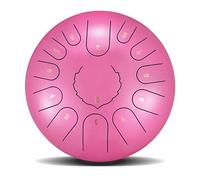 BAMFY Steel Tongue Drum Percussion Instrument Rain Drum With Bag, Music Book, Finger Paddles and Drum Mallets Hand Pan Drum for Mind Healing, Camping, Meditation(Pink,12 inches)