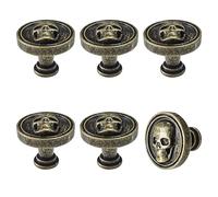 BAMI-LEE House 6 Piece Vintage Skull Knob Cabinet Cupboard Drawer Pull Handle Hardware (Bronze)