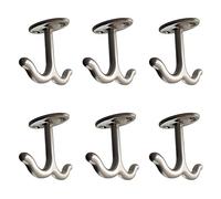 BAMI-LEE House Zinc Alloy Double Prong Ceiling Hooks, 6 pcs Under The Table Coat Hook for Closet Top Bathroom Kitchen Cabinet Garage