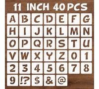 BAMIDELE 11 Inch Letter and Number Stencils, 40 Pcs Reusable Plastic Alphabet Spray Paint Stencils for Painting on Wood, Wall, Fabric, Rock, Chalkboard, Door Porch, Signage, DIY Craft Decoration