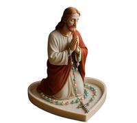 Bamideo Virgin Mary Rosary Holder, Virgin Marys Jewelry Holder, Elegant Our Lady Prayer Rosary Box Religious Gift Catholic Gift Suitable For Bedroom Living Room Office Desktop Decoration (Jesus)