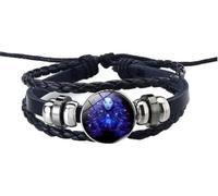 Bamideo Zodiac Signs Spirit Bracelet - Handmade Woven Multilayer Adjustable 12 Constellation Zodiac PU Leather Bracelets Unisex - Glow in the Dark ZodiacJewelry (Virgo)