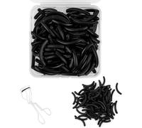 Bamily 100pcs Eyelash Curler Refills, Black Rubber Replacement Pads with Silver Eyelash Curler, Lash Curler for Eye Makeup Beauty Tool