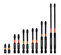 Bamily 12Pcs Magnetic Impact Driver Bits, Heavy Duty PH2 Screwdriver Bit Set, S2 Alloy Steel 25/50/75/90/100/150mm for Electric Drill Manual Screwdriver Home DIY Repai