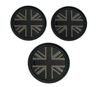 Bamily 3Pcs Cup Holder Mat Storage Mat, Black Non-Slip Union Jack Cup Mat, Eco-Friendly PVC Rubber 2pcs 70mm & 1pcs 75mm for BMW Mini Cooper