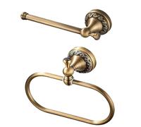 Bamily Towel Ring, Toilet Paper Holder, Antique Brass Bathroom Hardware Set, Brushed Bronze Wall-Mounted 180° Rotatable, Rust-Resistant For Bathroom Toilet Home Hotel Hostel