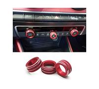 Baming Trim Interior Cover For A3 8V 2014-2019 2020 Car Interior Center Console Multimedia Knob Switch Circles Decoration Cover Trim Accessories (3PCS Red)