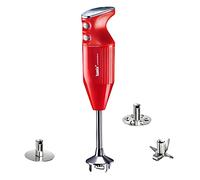 bamix Prime M250 Hand Blender with Multifunctional Knife, Whisk, Impact Disc, 250 Watt, 2 Speeds, Stainless Steel, Red
