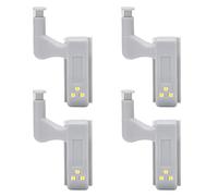 Bamjour 10 Sets Hinge LED Light, High Brightness ABS Cabinet Hinge Light with 3 LED Lamp Beads for Closet, Wardrobe, and Cupboard (Warm + Battery)
